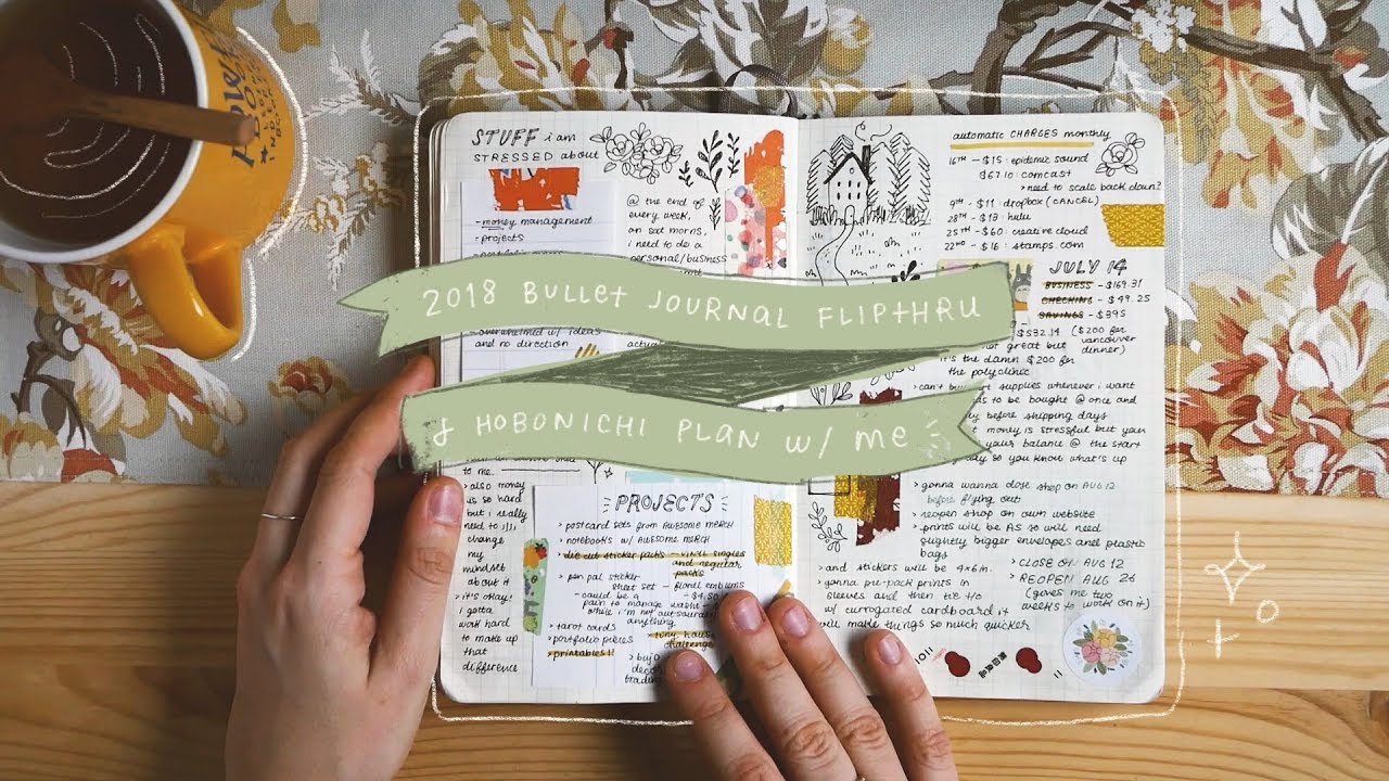 2018 bujo flipthru + hobonichi plan w/ me