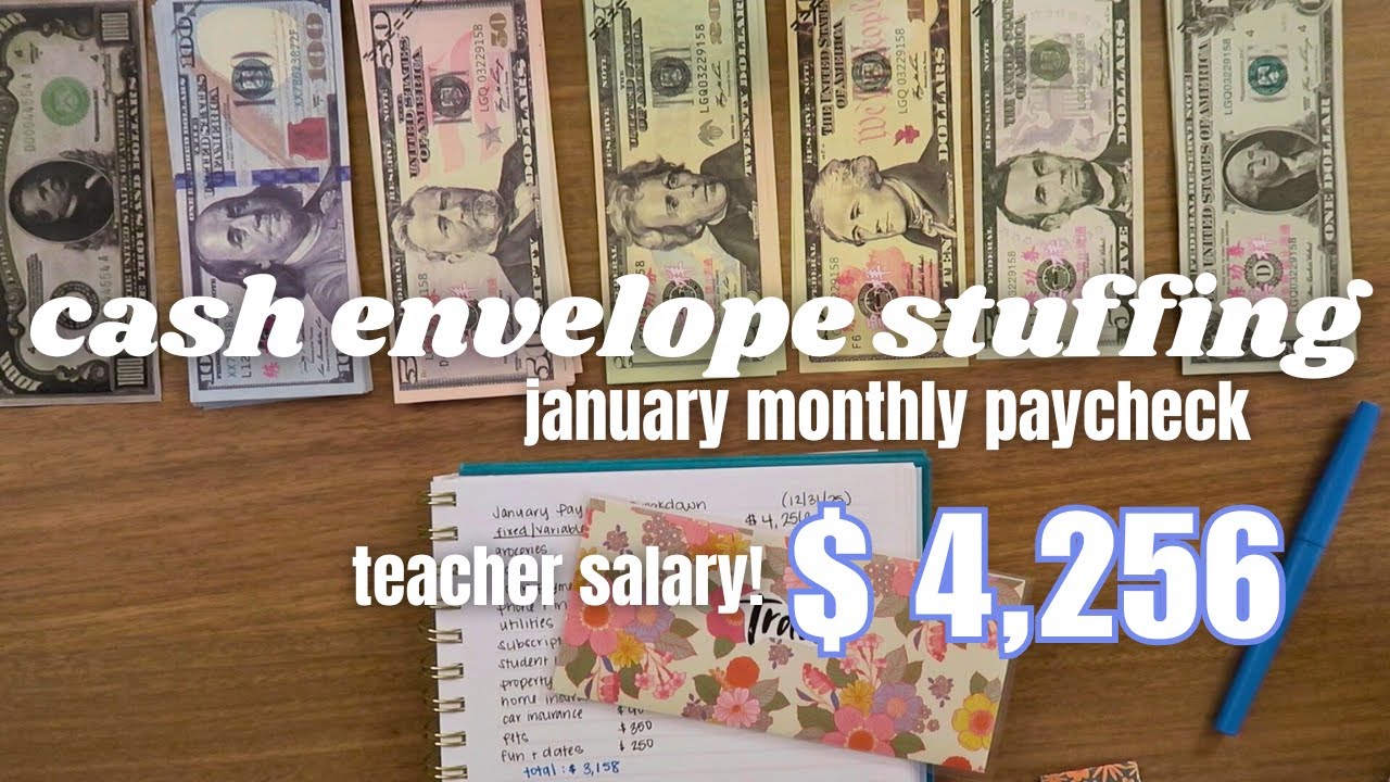 CASH ENVELOPE STUFFING | january monthly paycheck