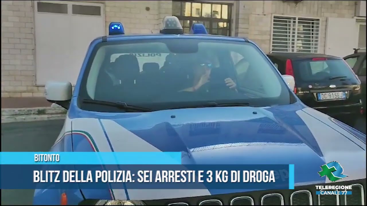 BITONTO Blitz della polizia  sei arresti e 3 kg di droga  TG Teleregione 28 09 2023