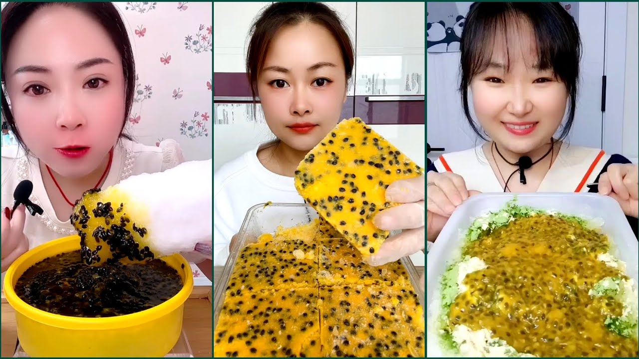 ASMR ice eating with passion fruit EP183