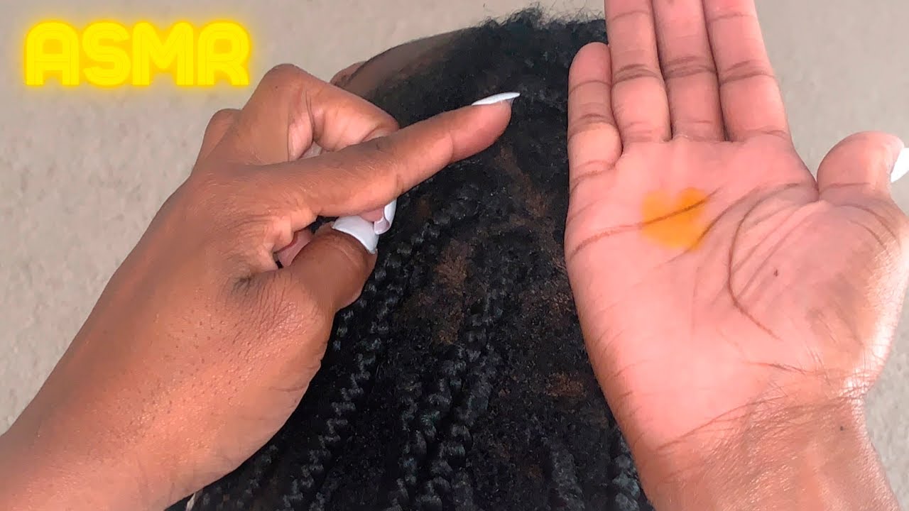 ASMR Nitpicking and Scalp Scratching + Oiling Scalp Between Old Braids