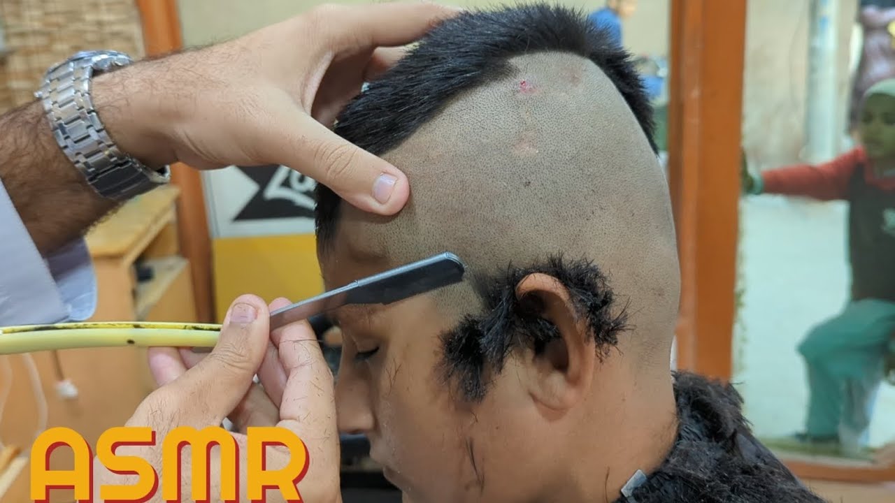 Dandruff remove head shave clean straight razor transformation tutorial zaibi barber shop