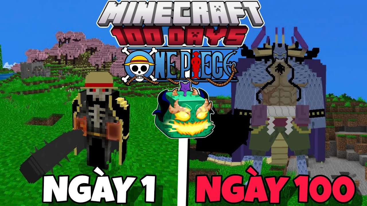 РЕЗЮМЕ 100 ДНЕЙ MINECRAFT ONE PIECE SURVIVAL ДРАКОНИЙ ФРУКТ V2 ОЧЕНЬ СИЛЬНЫЙ ФРУКТ БЛОКС!!