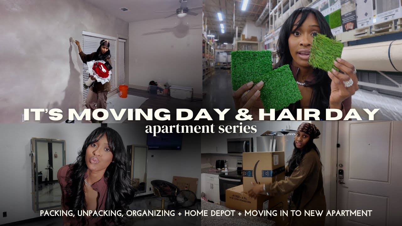 packing, unpacking & moving in + hair appt + home decor + organizing + custom limewash accent walls 