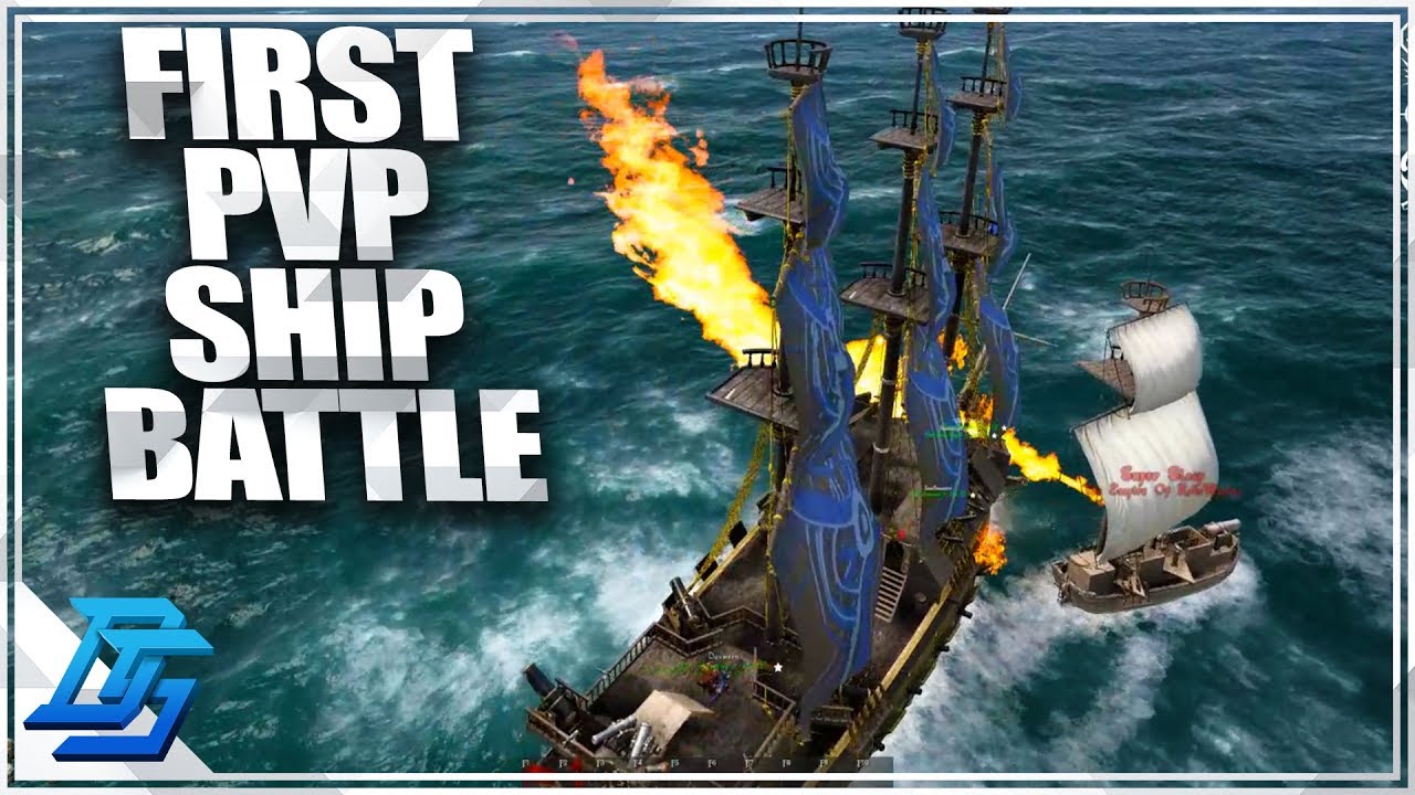 FIRST PVP SHIP BATTLE, BRIG VS FIRE SLOOP, WE WERE CHALLENGED! - Atlas Gameplay Part 33