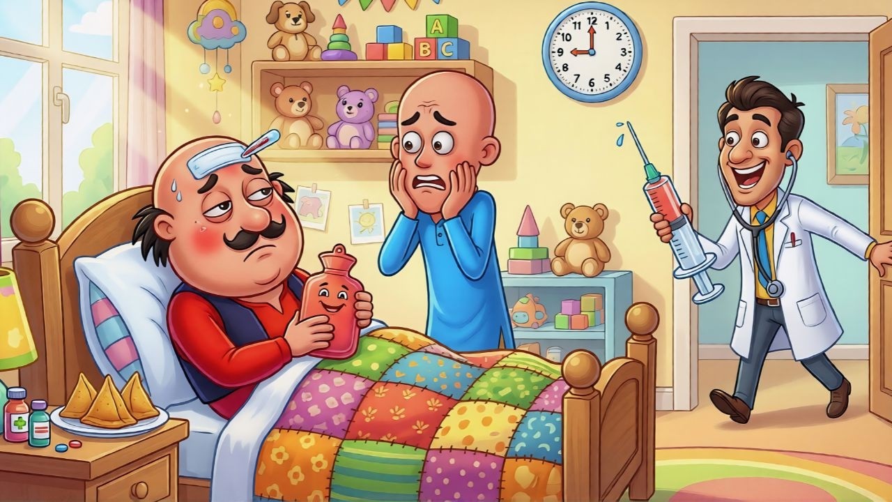 Aaj Mangalwar Hai Motu ko Bukhar Hai | Rhyme for Kids I Cartoon I Rhymes
