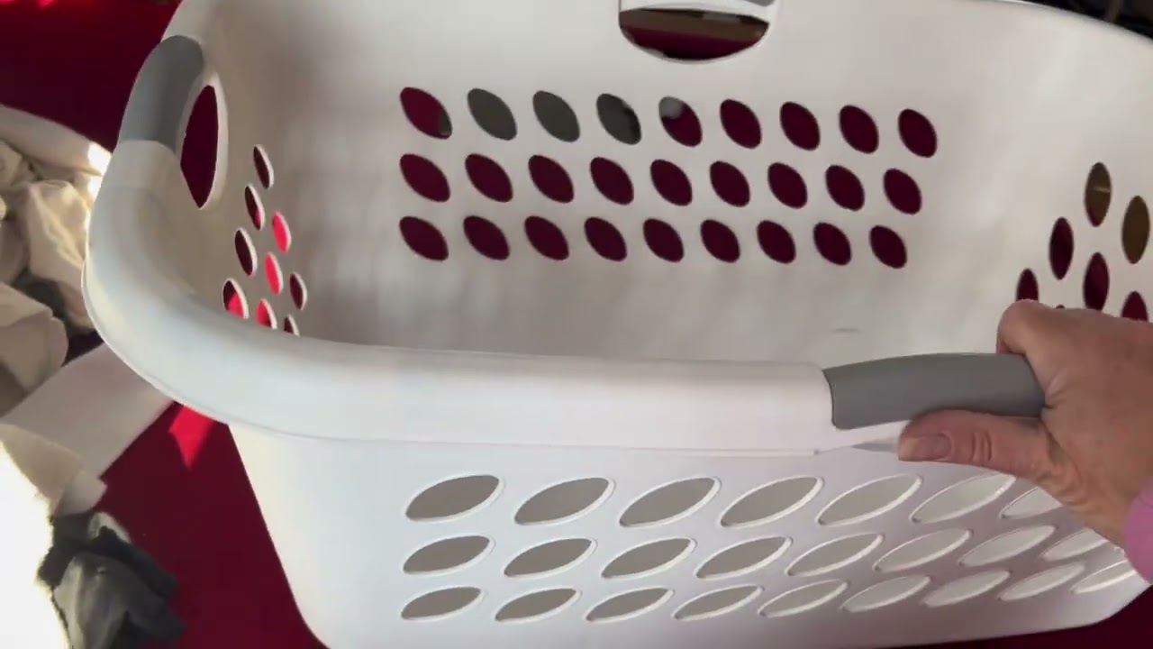 Large White Laundry Basket with 4 Strong, Titanium Handles