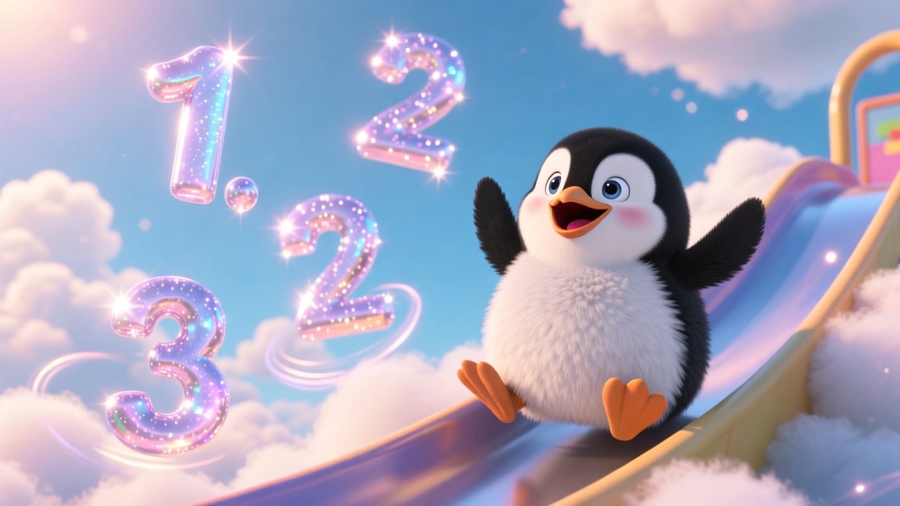 Penguin Jumps on Cloudy Slide ❄️🐧 | Fun Nursery Rhyme for Kids | Playful Adventure Song