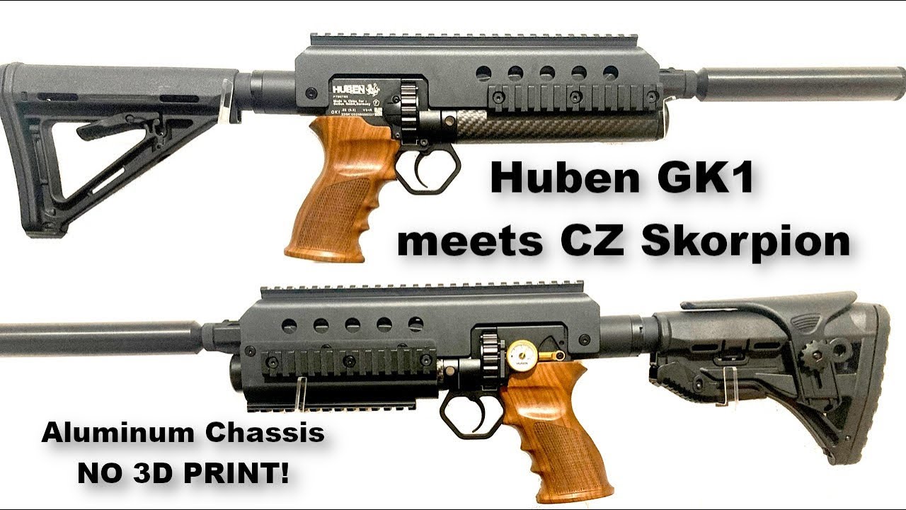Tactical carbine bodykit for Huben GK1 air pistol: Military grade aluminum, NO 3D Print!