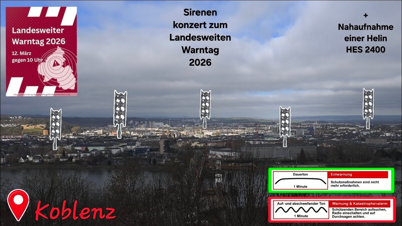 Herrliches Sirenengeheul in Koblenz zum Landesweiten Warntag 2026 | 📍Koblenz-Asterstein | 12.03.2026