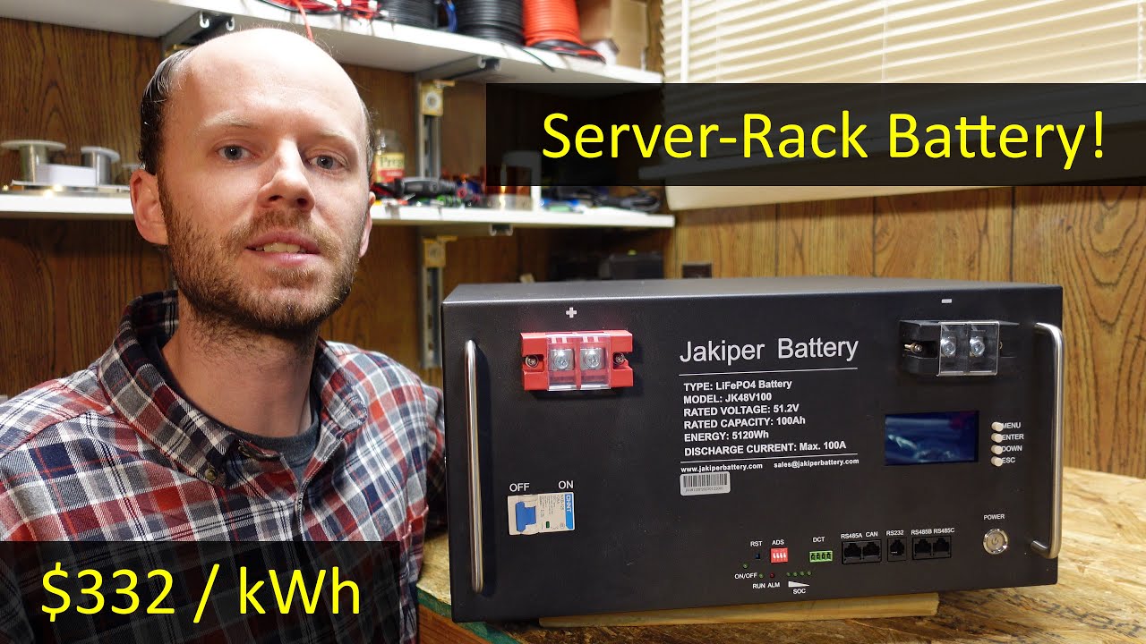 Jakiper 48V 100Ah LiFePO4 Battery, 5U Server Rack Steel Case, $332/kWh