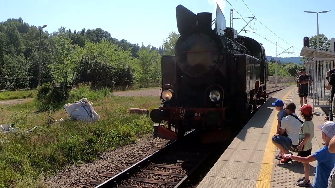 Parow&oacute;z TKt48-191 z pociągiem Retro Chab&oacute;wka - Sieniawa - Chab&oacute;wka na Nowej trasie-Lato 2025-Część 2