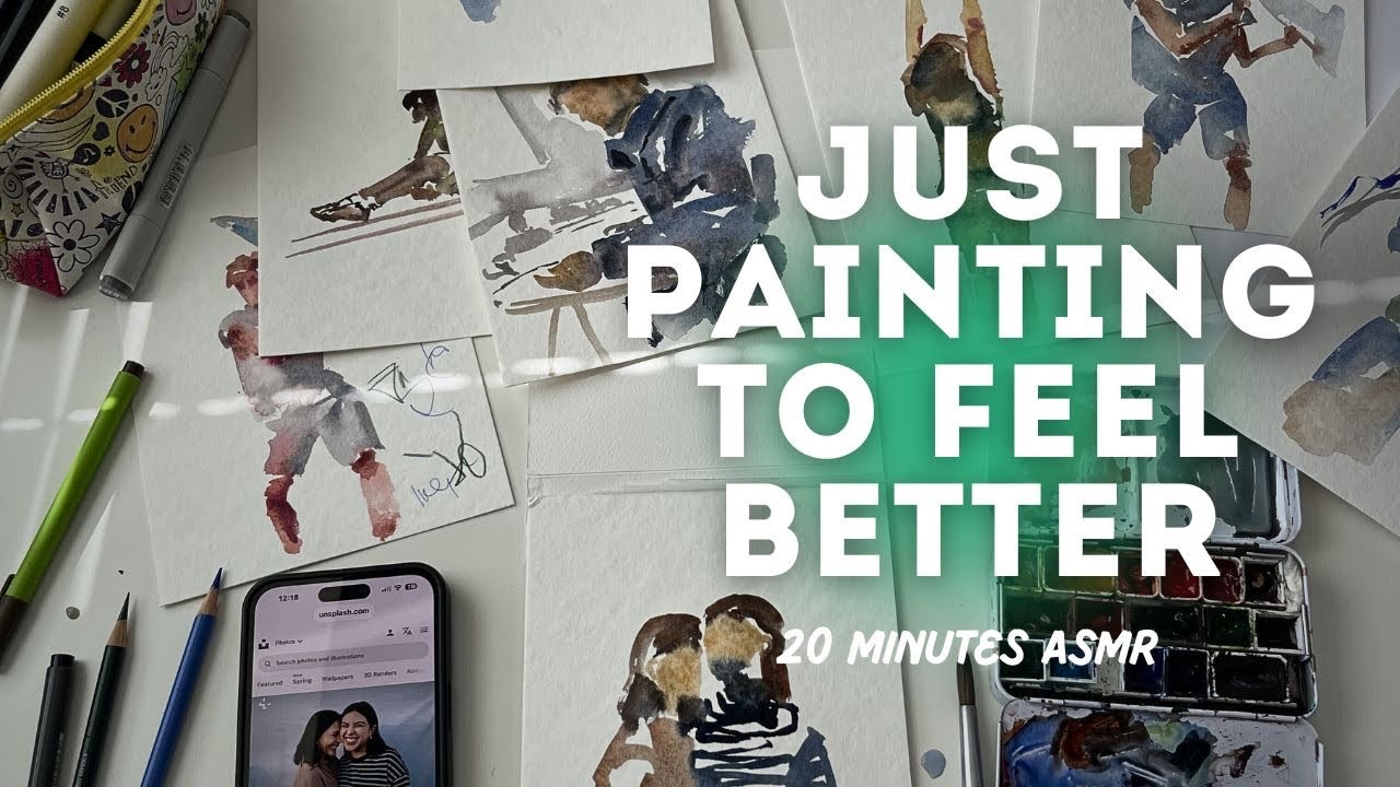 Relaxing watercolor for mental health 🫠 How I release tension when it's hard