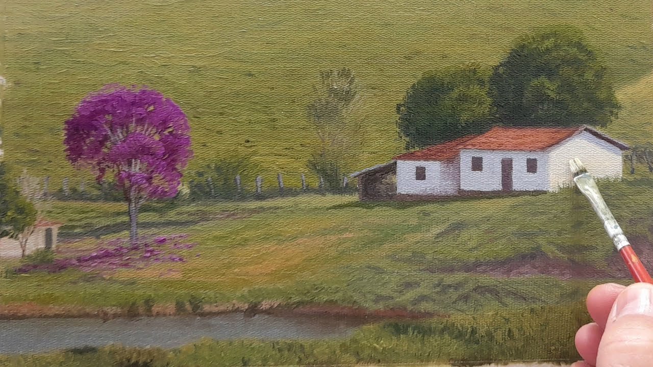 COMO PINTAR - PAISAGEM COM CASINHA - NÍVEL FÁCIL  - PARA INICIANTES  - PASSO A PASSO - A 4