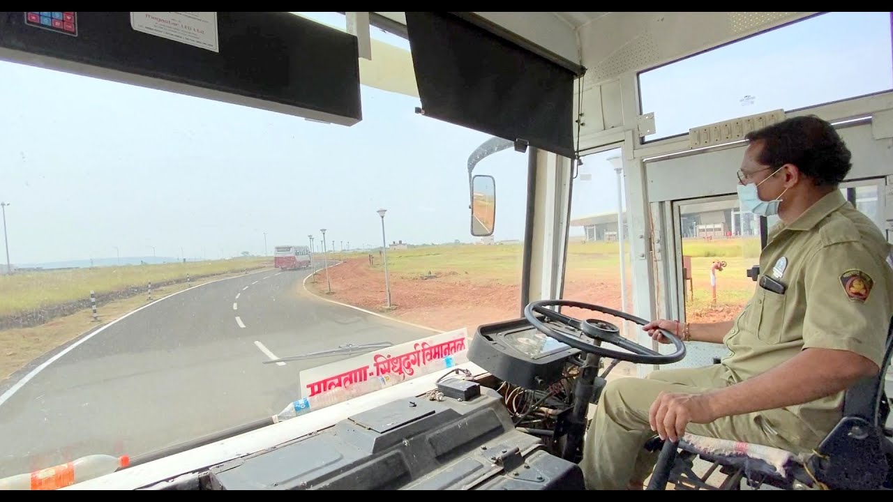 MSRTC Bus Cabin Ride : Sindhudurg Airport to Kudal Special Coverage : ST Bus Cabin Ride Maharashtra