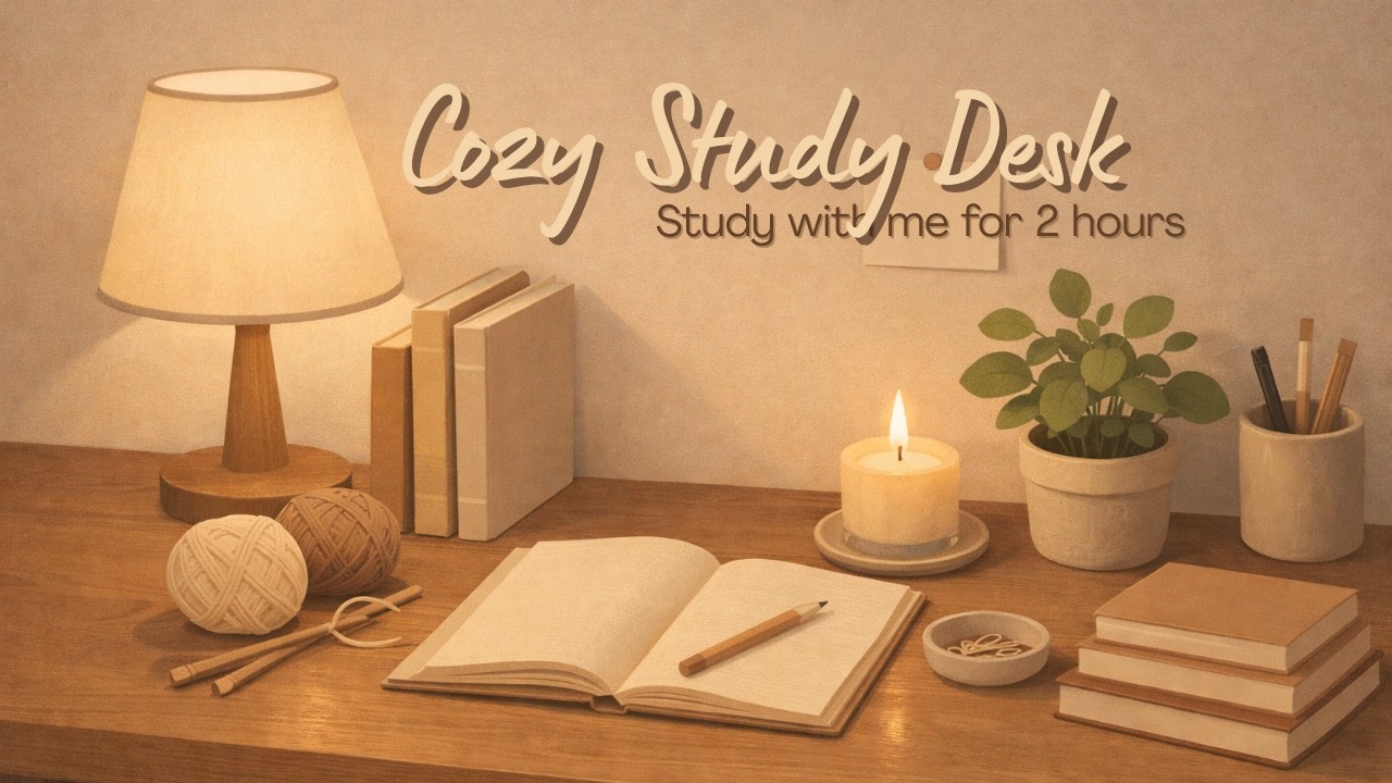 POV Cozy Study Desk at Night | 2-Hour Calm Study/Lo-Fi Ambience for Focus & Relaxation