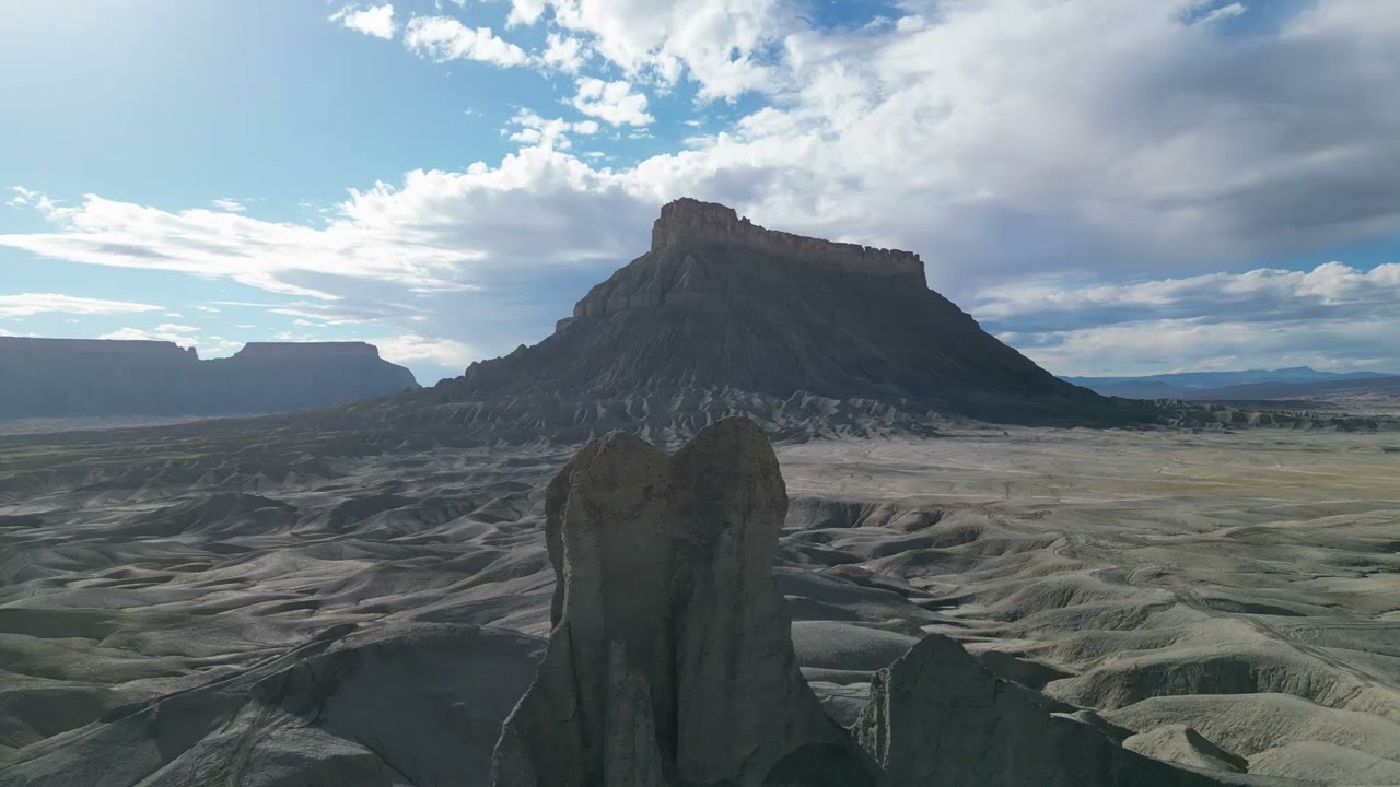 DJI Mini 3 Pro at Factory Butte.  Getting drone shots before camping couple hundred yards away.