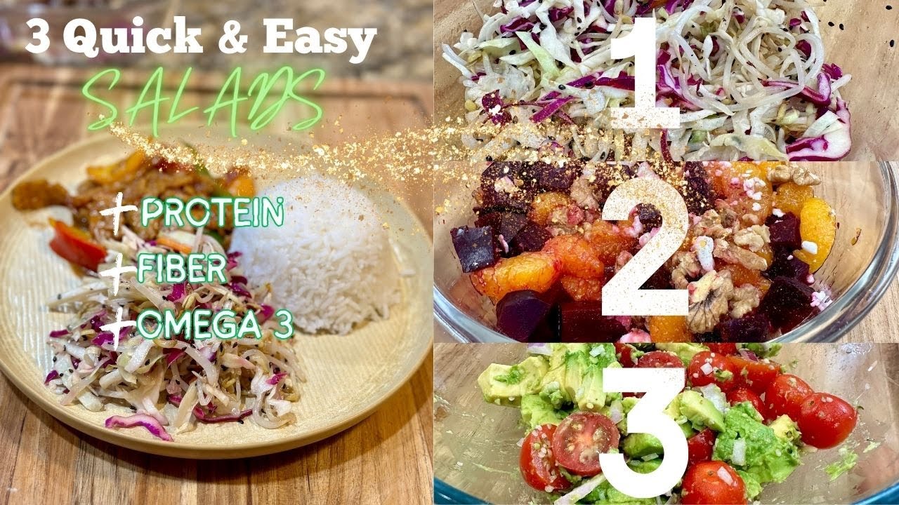 3 Quick & Easy Side Salads | Cabbage & Sprout | Mandarin Roasted Beet | Sesame Avocado Cherry Tomato