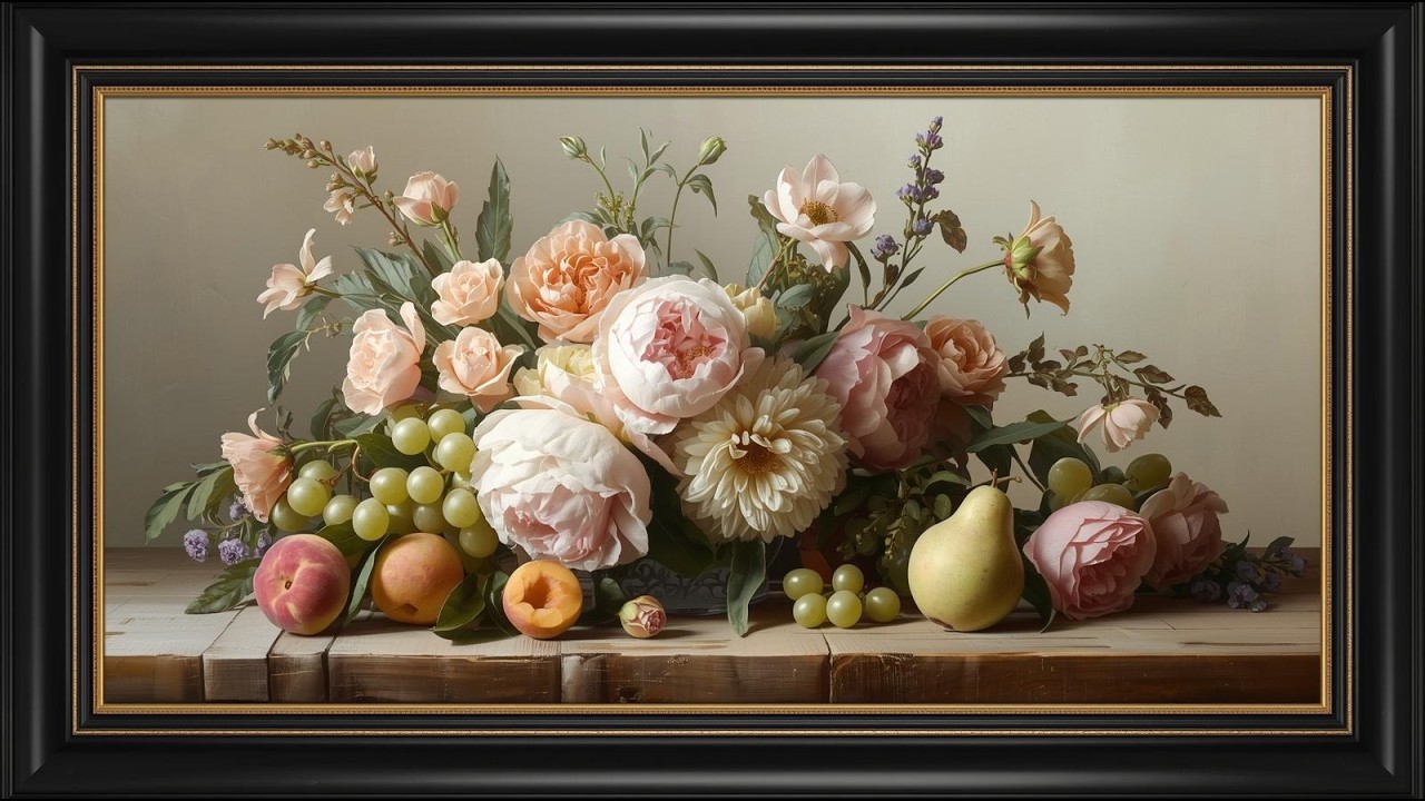Blush Harmony — Where Spring Flowers Meet Golden Harvest | 4K Frame TV Art