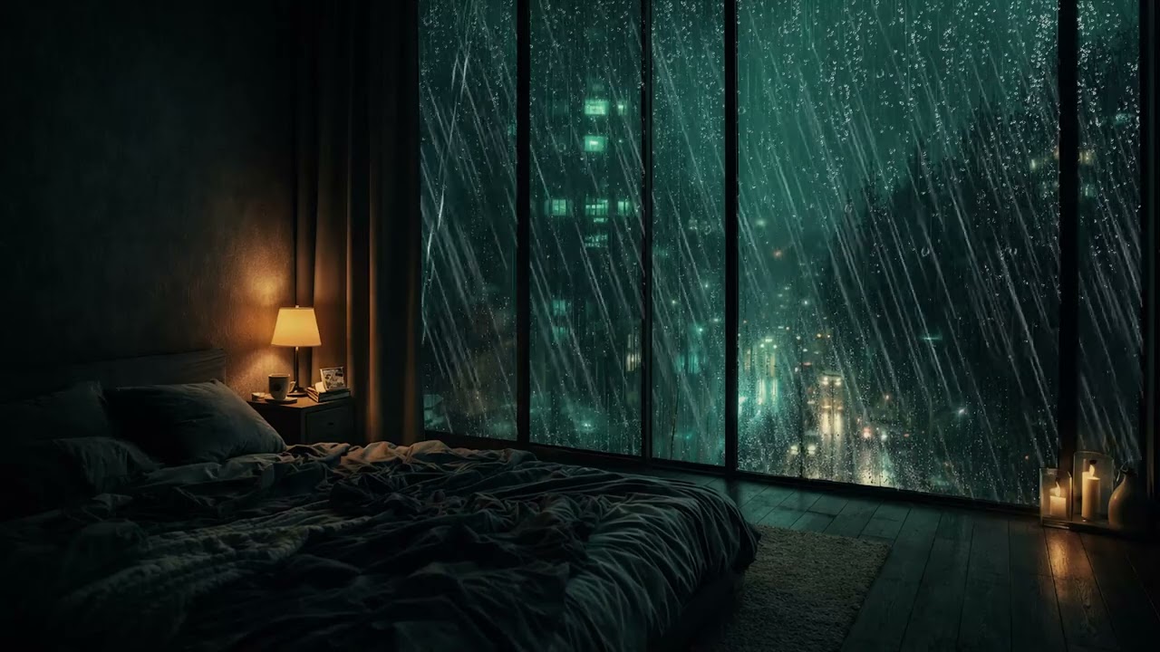 Atmospheric Deep Forest Rain 🌫️🌲 (No Ads) | Cozy Dark Bedroom for Sleep