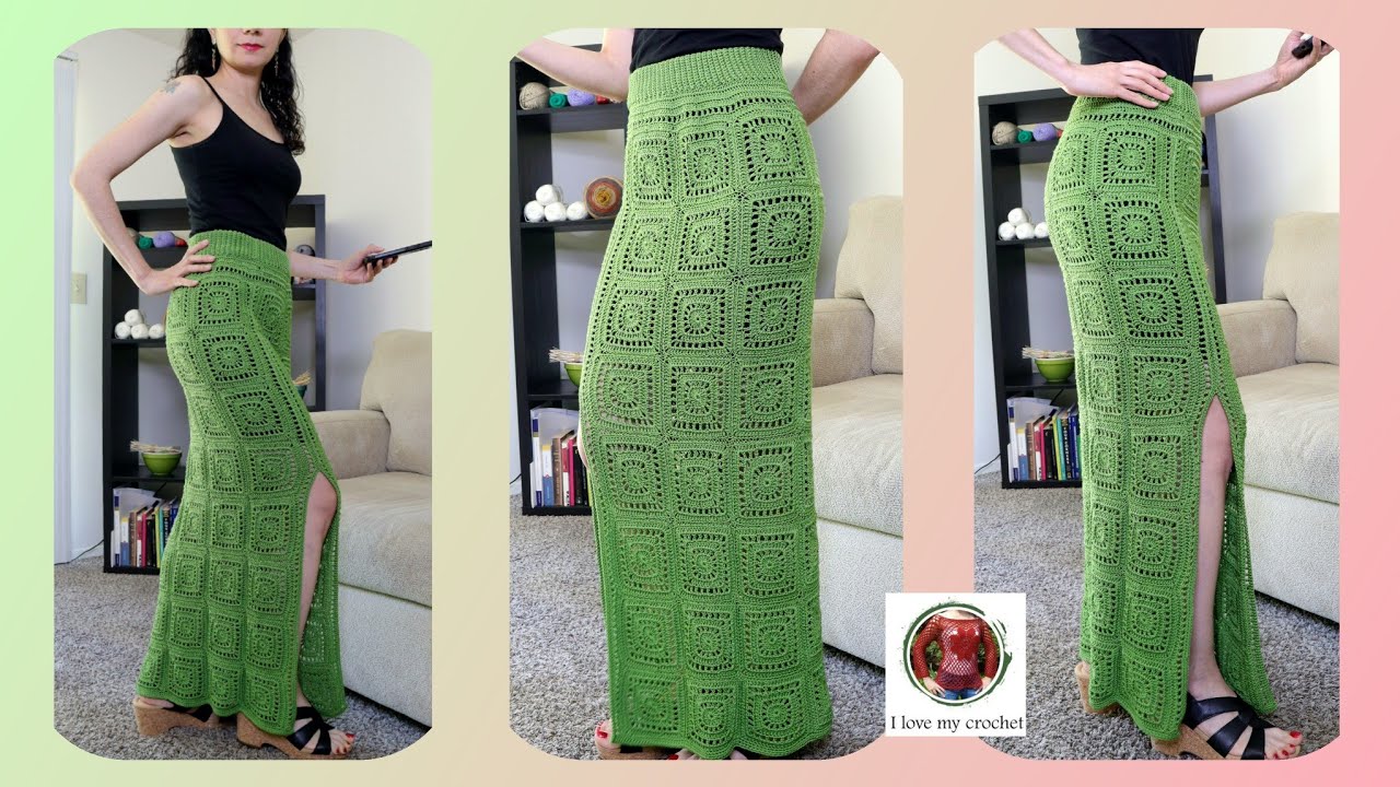 Falda cuadros crochet