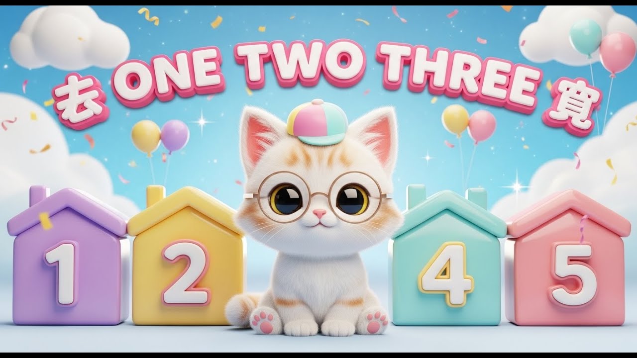 Numbers 1 to 15 Counting Song 🎵 | 1234 Counting Number |  Cute White Kitty 🐱 | FunJoy TV