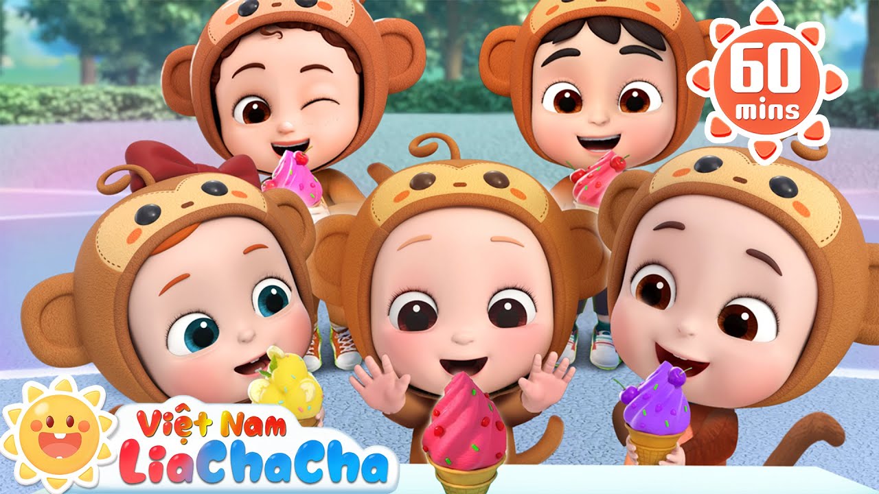 🙉 Năm chú khỉ con cùng ăn kem 🍦Bài hát ăn kem | LiaChaCha - Ca Nhạc Thiếu Nhi Việt Nam