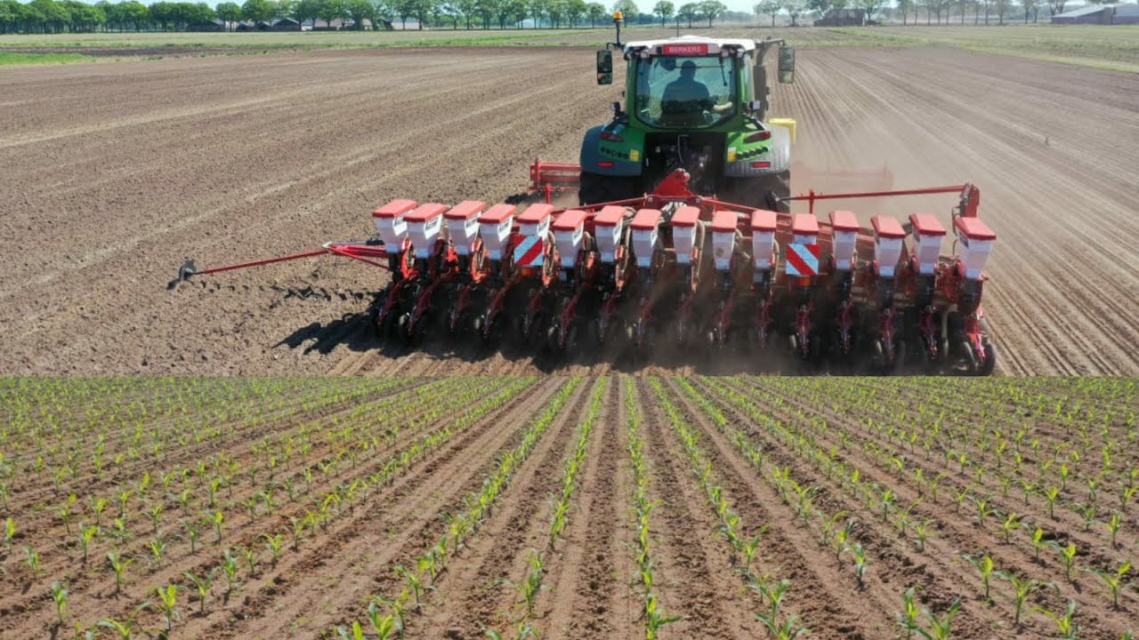 16 rijen mais zaaien op 37,5cm in ruiterverband - Berkers machinebouw Deurne