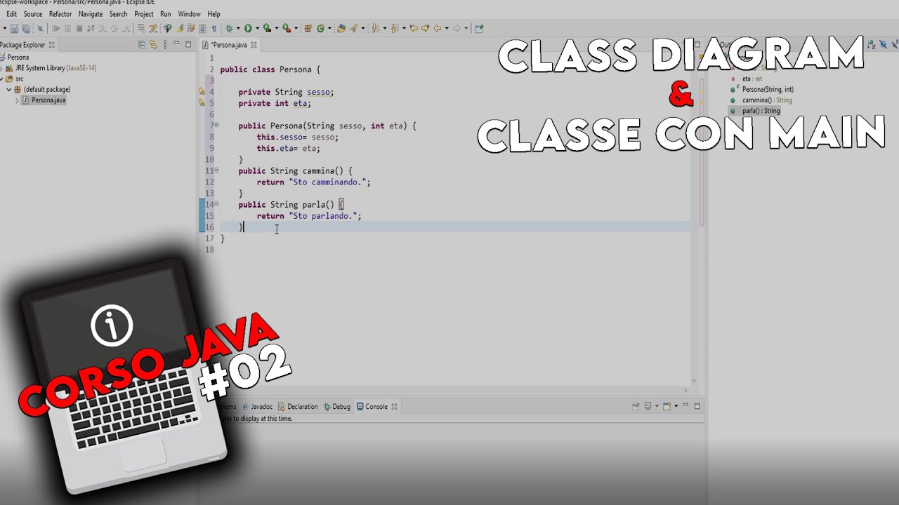 Class diagram & creazione classe con main - Corso Java #02
