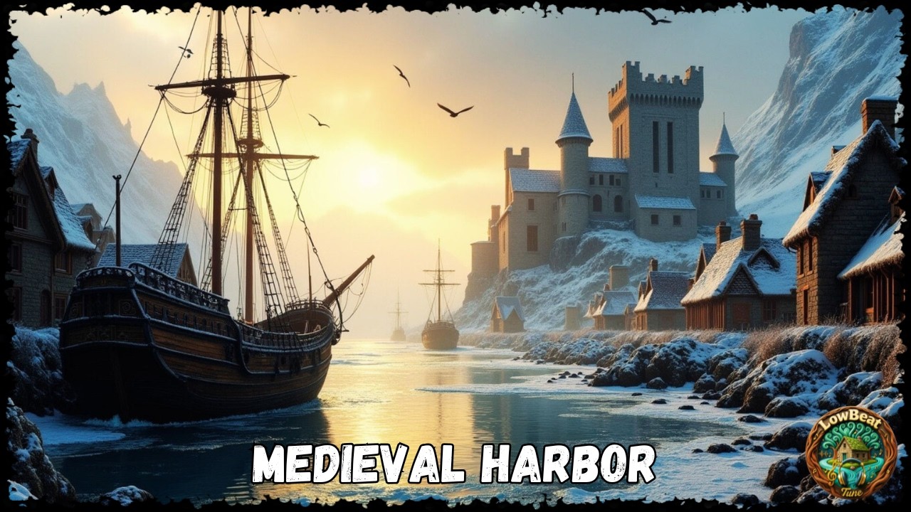 Ancient Celtic Medieval Harbor Music 🚢 | Snowy Royal Port, Old Ships Ambience | LowBeat Tune 🍁