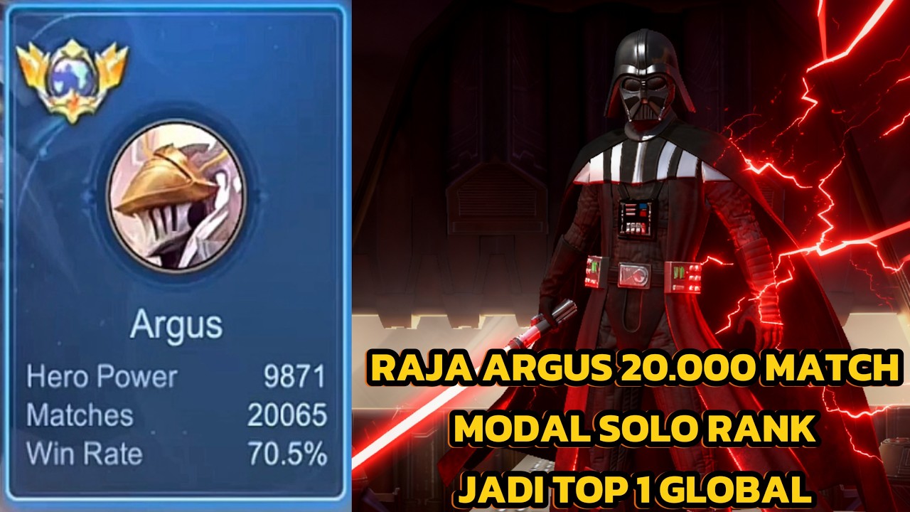 Raja argus 20.000 match jadi top 1 global modal solo rank pake hero sampah