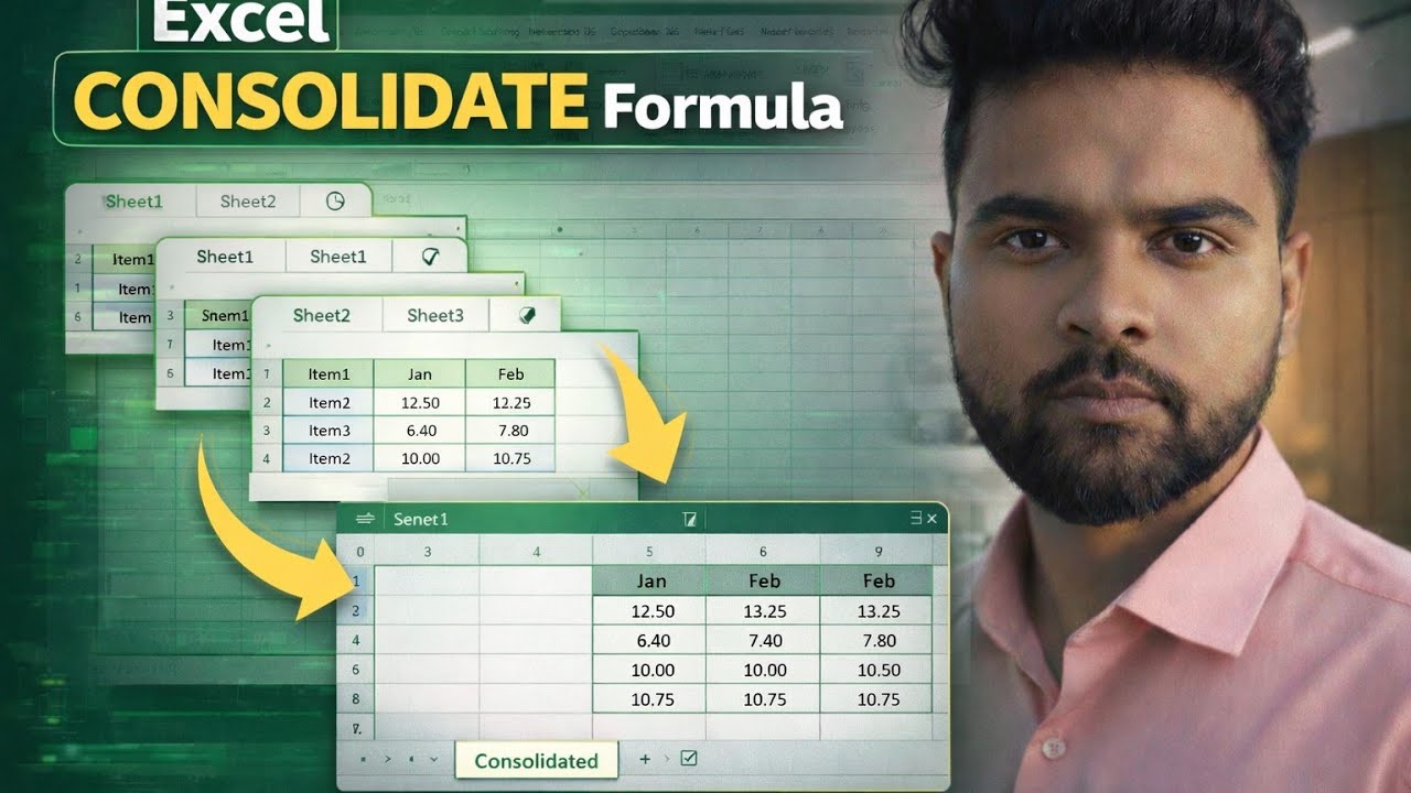 Excel Consolidate Formula 😱 | Multiple Sheets ko Ek me Lao 😍 | Data Combine in Seconds ⏳