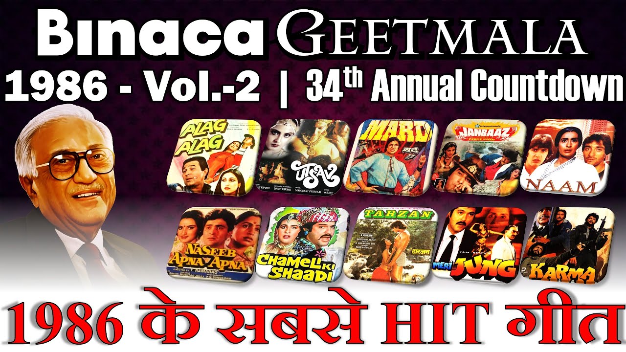 Binaca Geetmala 1986 - Vol-2 - 34th Annual Countdown - बिनाका गीतमाला 1986 - Kishore, Rafi, Asha