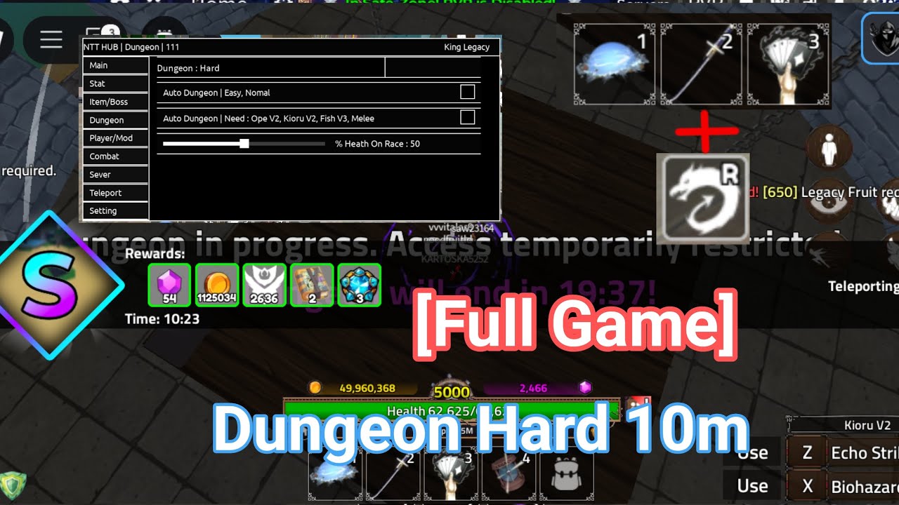 Script King Legacy Auto Dungeon Hard [Full Game] | Nekokawaii