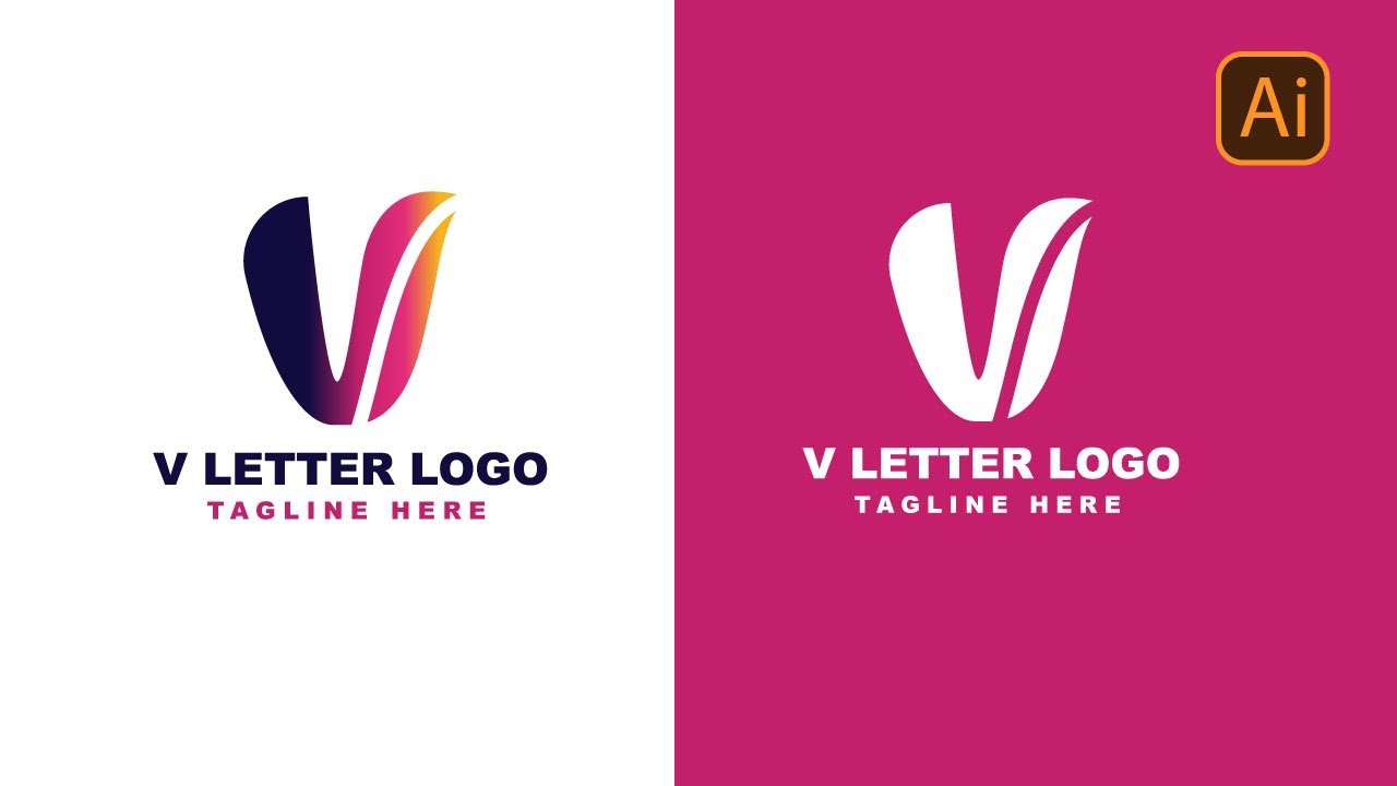 Modern V  Letter Logo Design Tutorial Illustrator