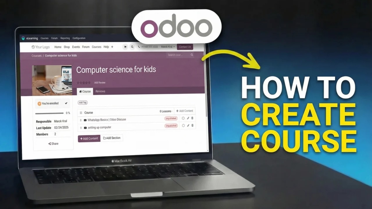 Как использовать модуль электронного обучения в Odoo 19 в 2026 году
