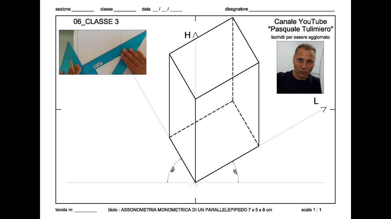 06.classe3.Assonometria Monometrica di un parallelepipedo