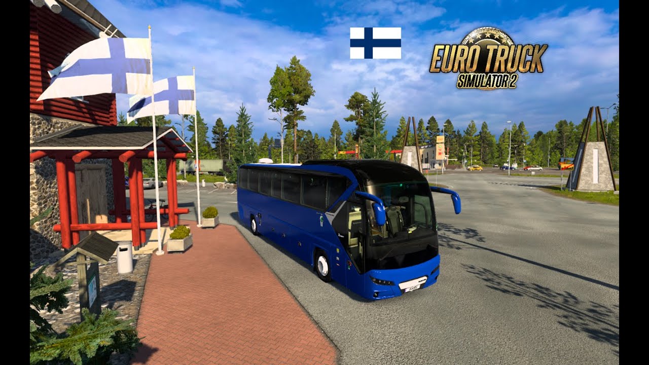 ETS2 Из Деревни Санта-Клауса в Рованиеми до деревни Туртолан в Финляндии на автобусе.