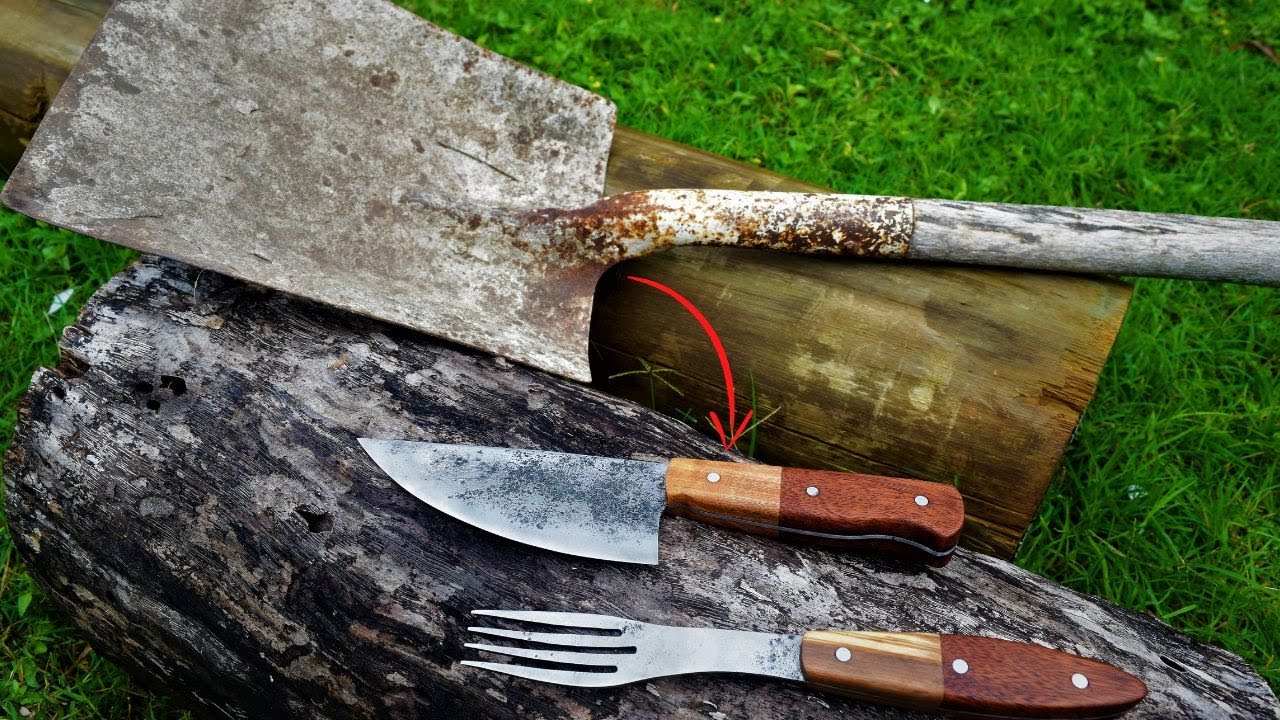 JUEGO PARA EL ASADO // CUCHILLO Y TENEDOR // CON UNA PALA???🤔
