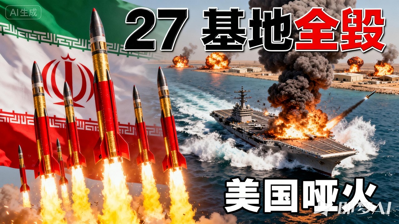 美伊衝突大升級！伊朗四彈轟美航母炸 27 基地 美國竟啞火？      #美伊衝突#中東局勢#伊朗反擊#美軍基地#林肯號航母#霍爾木茲海峽#川普#國際政治
