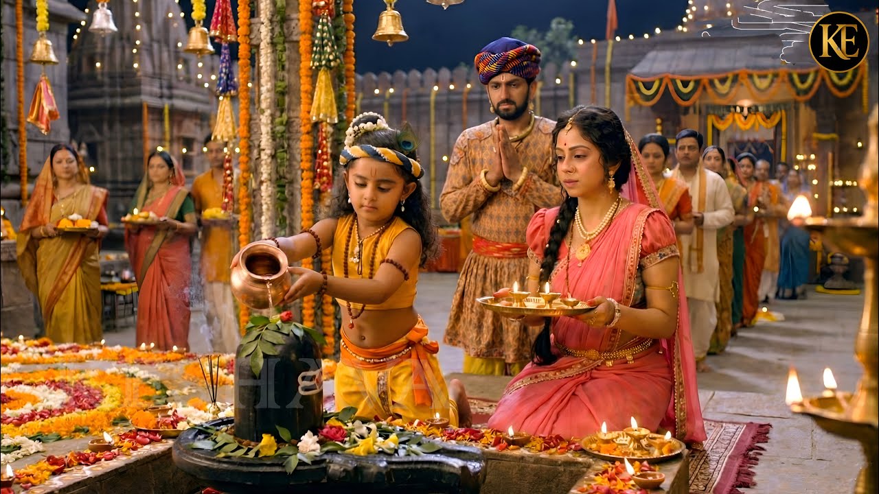 बाल कान्हा ने किया शिवलिंग का अभिषेक! माता-पिता भी हो गए भावुक || Shree Krishan leela ||