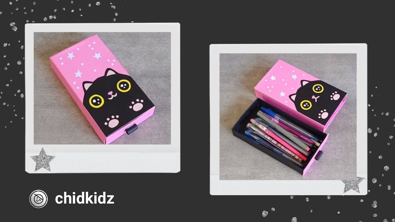 Kawaii Blackpink Kitty Pencil Case Cardboard [ 3 Minute Craft ]
