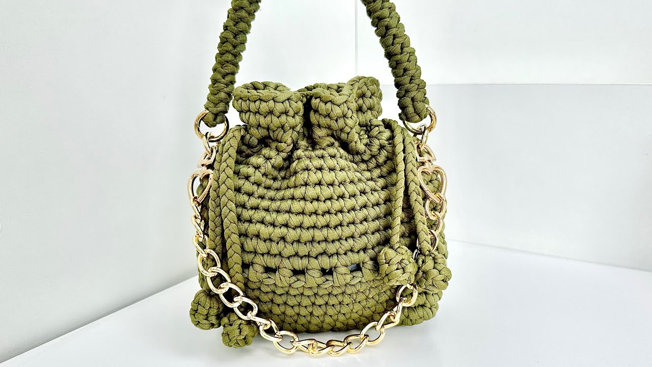 Bolsa de Crochê Com Fio de Malha ABRE E FECHA FÁCIL Bolsa Tiracolo COMPACTA, Estilo Sacola SEM BOTÃO