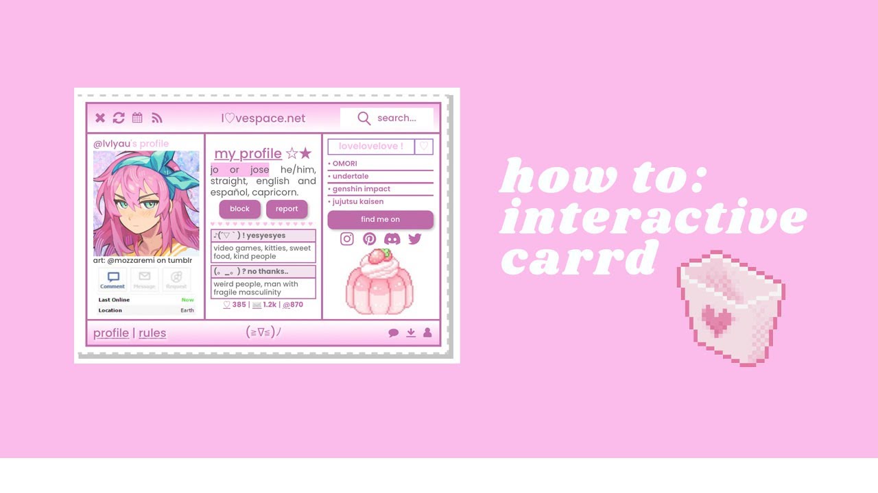 social site; interactive carrd tutorial