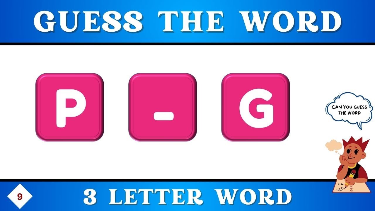 Fill in the missing letters and Complete the words (3 letter words) | Word puzzle game - #9