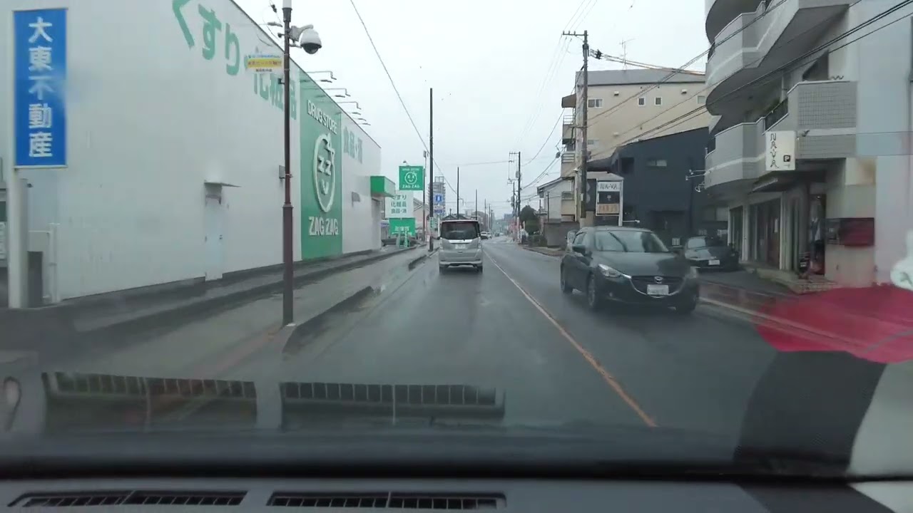 雨の福山市（三吉町福山税務署から北吉津町艮神社まで）