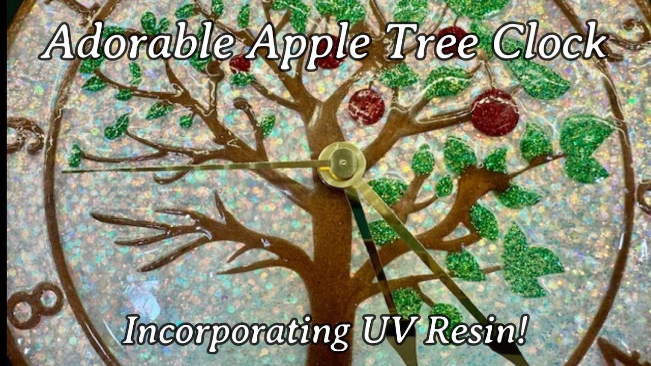 #377 Rustic Apple Tree Clock Incorporating UV Resin