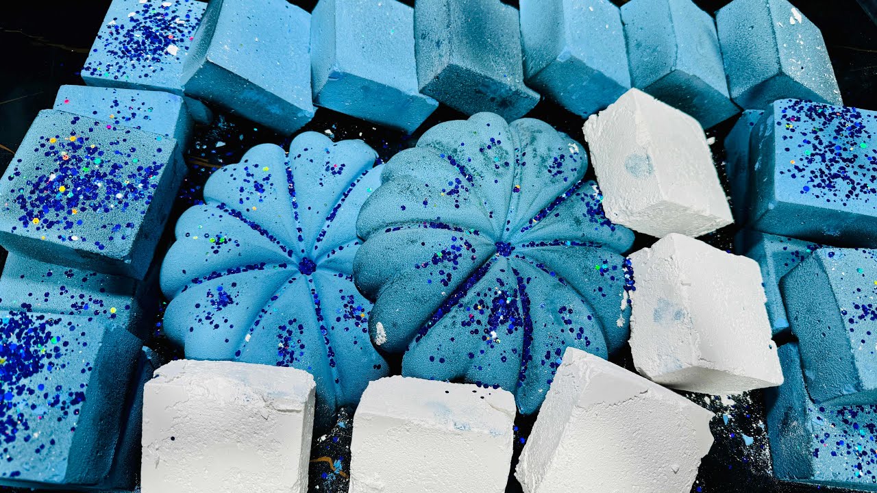 CC Blue Dyed Chalk ASMR Crush | Oddly Satisfying ASMR 