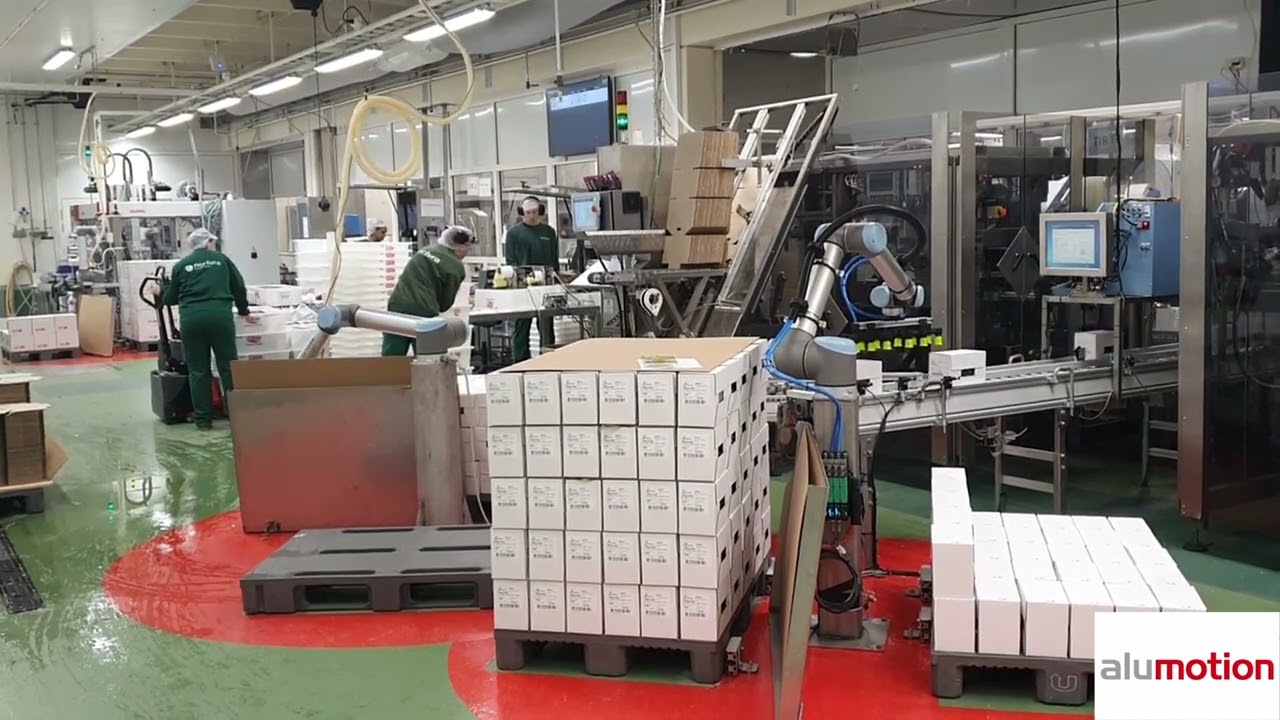 Pallettizzazione con i cobot Universal Robots e la programmazione semplificata del software Pally