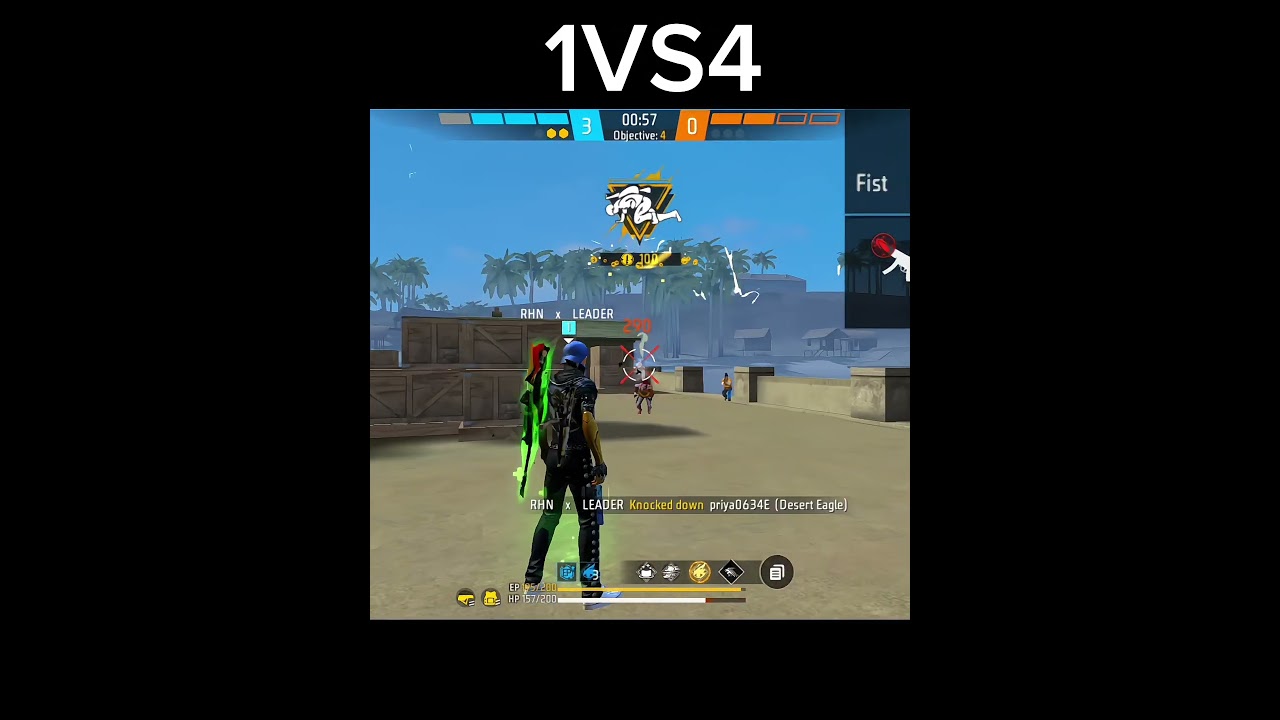 1vs4 in CSR #freefire #rhn